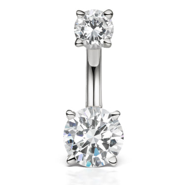 Middy Venus by Maria Tash 14K White Gold CZ Prong Solitaire Navel Ring - Basic Curved Barbell. Navel Rings Australia.