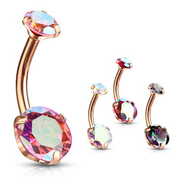 Milky Way Belly Bars Rose with Rose Gold Plating - Fixed (non-dangle) Belly Bar. Navel Rings Australia.