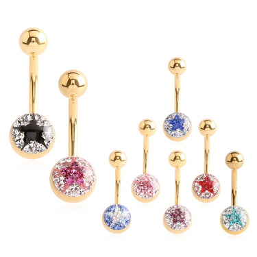 Minx Crystalline Star Gem Navel Ring - Basic Curved Barbell. Navel Rings Australia.