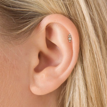 Four Diamond Trinity Earring by Maria Tash in 18K Rose Gold. Flat Stud. - Earring. Navel Rings Australia.