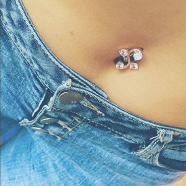 Vine Top Mount Bar with Rose Gold Plating - Reverse Top Down Belly Ring. Navel Rings Australia.