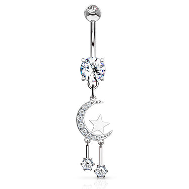 Twinkle of the Moon Belly Dangle - Dangling Belly Ring. Navel Rings Australia.