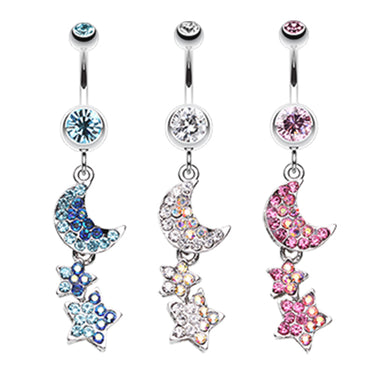 Aurora Night Sky Belly Dangle - Dangling Belly Ring. Navel Rings Australia.