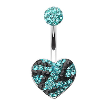 Motleys™ Joie de Vivre Heart Belly Bar - Fixed (non-dangle) Belly Bar. Navel Rings Australia.