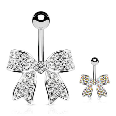 Motley™ Festiva Bow Belly Bar - Fixed (non-dangle) Belly Bar. Navel Rings Australia.