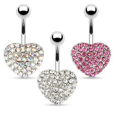 Oh So Sweet Motley™ Heart Belly Bars - Fixed (non-dangle) Belly Bar. Navel Rings Australia.