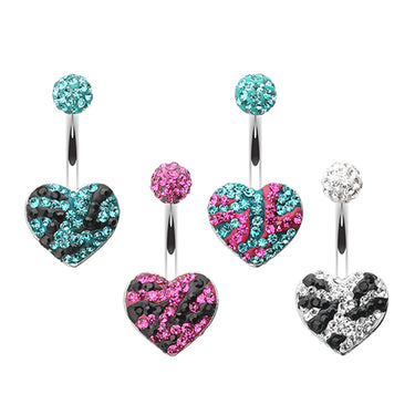 Motleys™ Joie de Vivre Heart Belly Bar - Fixed (non-dangle) Belly Bar. Navel Rings Australia.