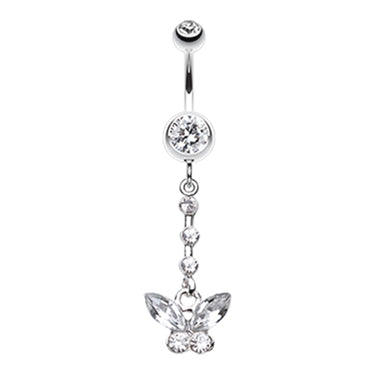 Butterfly Chain Belly Dangle - Dangling Belly Ring. Navel Rings Australia.