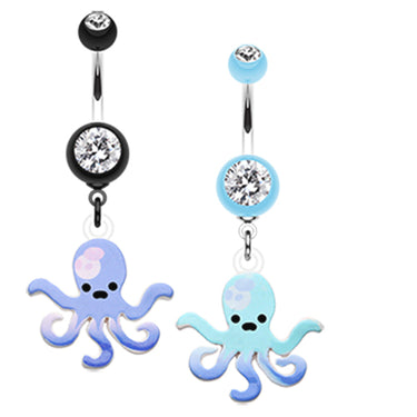 Blue Lagoon Octopus Navel Ring - Dangling Belly Ring. Navel Rings Australia.