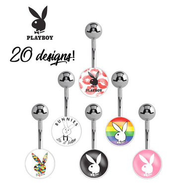 Officially Licensed Playboy Bunny Logo Belly Bars - Basic Curved Barbell. Navel Rings Australia.