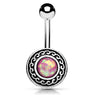 Xanthe Tribal Shield Belly Button Rings - Fixed (non-dangle) Belly Bar. Navel Rings Australia.