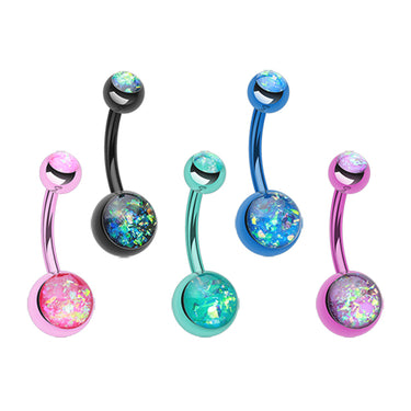 Opal Gleam Metallics Classique Belly Bar - Basic Curved Barbell. Navel Rings Australia.