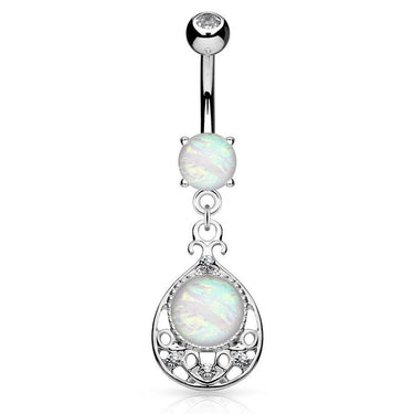 Ophelia Opal Belly Bar - Dangling Belly Ring. Navel Rings Australia.