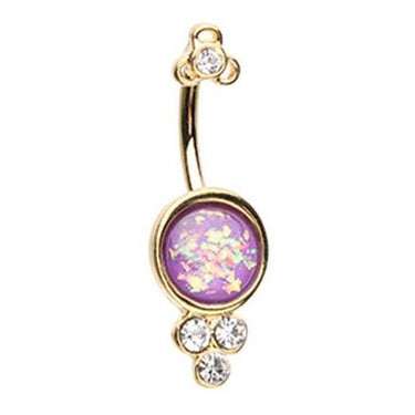 Golden Seraphina Crowned Opal Belly Ring - Fixed (non-dangle) Belly Bar. Navel Rings Australia.