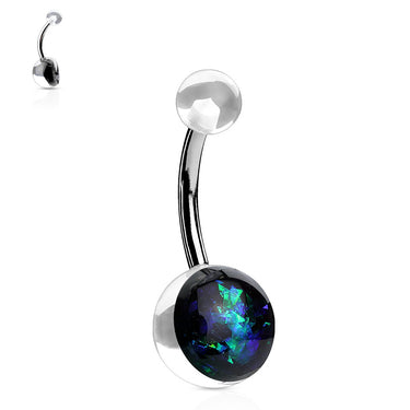 Opal Glitteresque Acrylic Belly Bars - Basic Curved Barbell. Navel Rings Australia.