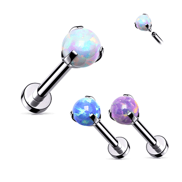 Mystic Opal Internally Threaded Body Jewellery. Labret, Monroe, Tragus and Cartilage Earrings.