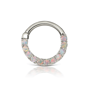 Opal Horizontal Eternity Hoop Earring by Maria Tash in White Gold