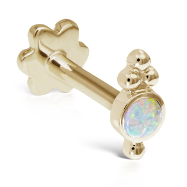 Opal Four Ball Trinity Earring by Maria Tash in 14K Gold. Flat Stud. - Earring. Navel Rings Australia.