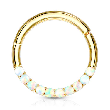 Opal Septum & Daith Segment Ring in 14K Yellow Gold - Septum. Navel Rings Australia.