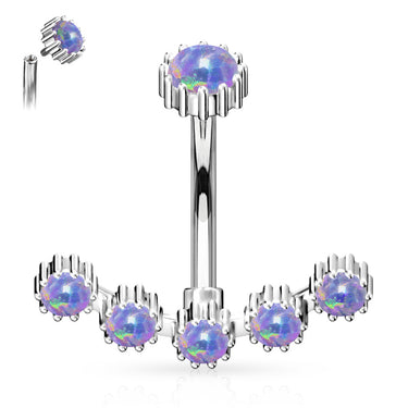 Opal Curve Internally Threaded Belly Bar - Basic Curved Barbell. Navel Rings Australia.