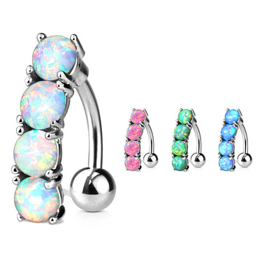 Classic Opal Drop Reverse Belly Ring - Reverse Top Down Belly Ring. Navel Rings Australia.