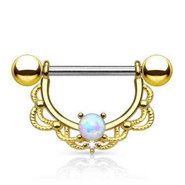 Ópalo Filigree Nipple Jewellery with Gold Plating - Nipple Ring. Navel Rings Australia.