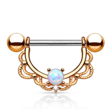 Ópalo Filigree Nipple Jewellery with Rose Gold Plating - Nipple Ring. Navel Rings Australia.