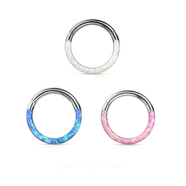 Starlight Opal Segment Clicker Piercing - Clicker Belly Ring. Navel Rings Australia.