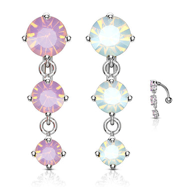 Opaline Top Drop Belly Bar - Reverse Top Down Belly Ring. Navel Rings Australia.