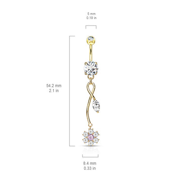 Fantasía Orchid Zenith Belly Ring with Gold Plating - Dangling Belly Ring. Navel Rings Australia.