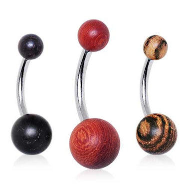 Organic Wood Classique Belly Rings - Basic Curved Barbell. Navel Rings Australia.