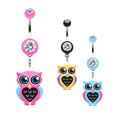 Mrs Know it Owl Belly Ring - Dangling Belly Ring. Navel Rings Australia.