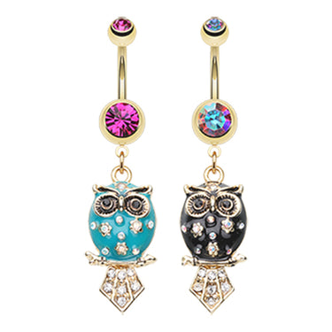 The Wisdom Owl Navel Ring - Dangling Belly Ring. Navel Rings Australia.