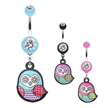 Owl Eyes On You Belly Dangle - Dangling Belly Ring. Navel Rings Australia.