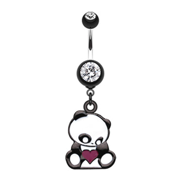 Pondering Panda Belly Dangle - Dangling Belly Ring. Navel Rings Australia.