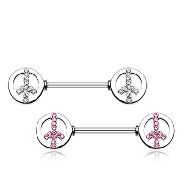 Bling Peace Nipple Barbell Ring - Nipple Ring. Navel Rings Australia.