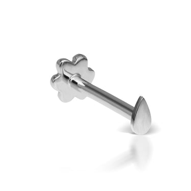 Shaped Pear Ball Earring by Maria Tash in 14K White Gold. Flat Stud. - Earring. Navel Rings Australia.