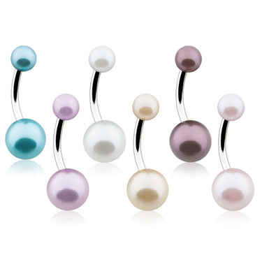 Lustre Plus Pearl Belly Button Rings - Basic Curved Barbell. Navel Rings Australia.