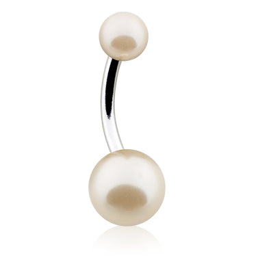 Lustre Plus Pearl Belly Button Rings - Basic Curved Barbell. Navel Rings Australia.