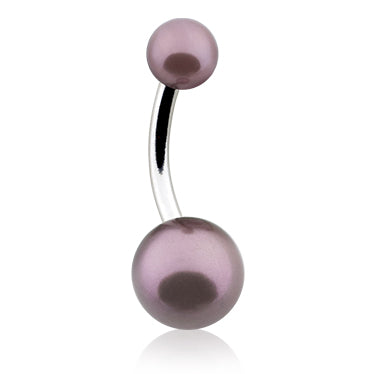Lustre Plus Pearl Belly Button Rings - Basic Curved Barbell. Navel Rings Australia.