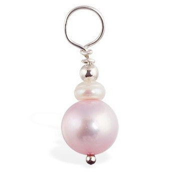 TummyToys® Pink and Cream Fresh Water Pearls Swinger - TummyToys® Swinger Charm. Navel Rings Australia.