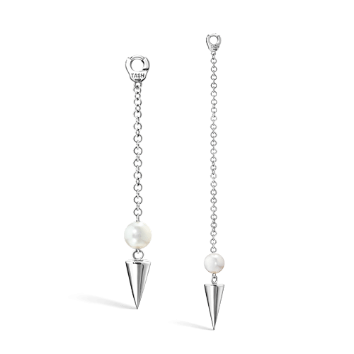 Pearl and Spike Pendulum Charm by Maria Tash in White Gold.