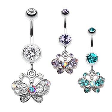 Sweet n' Petite Butterfly Dangle - Dangling Belly Ring. Navel Rings Australia.