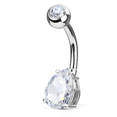 Classic Teardrop Belly Button Ring - Fixed (non-dangle) Belly Bar. Navel Rings Australia.