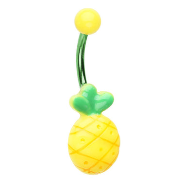 Tropic Like It's Hot Pineapple Belly Bar - Fixed (non-dangle) Belly Bar. Navel Rings Australia.