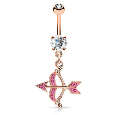 Love Struck Cupid Belly Dangle with Rose Gold Plating - Dangling Belly Ring. Navel Rings Australia.