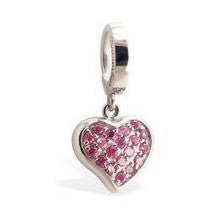 TummyToys® Pink Motley™ Love Heart Dangle - TummyToys® Patented Clasp. Navel Rings Australia.