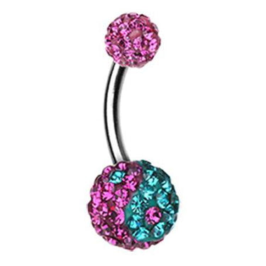 Motleys™ Yin and Yang Candy Belly Ring - Basic Curved Barbell. Navel Rings Australia.