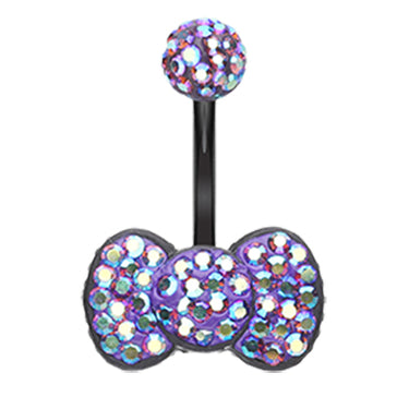 Midnight Pizzazz Motley™ Bow Belly Ring - Fixed (non-dangle) Belly Bar. Navel Rings Australia.