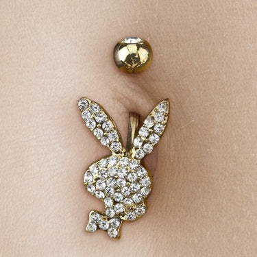 Official ©Playboy Motley Belly Rings with Rose Gold Plating - Fixed (non-dangle) Belly Bar. Navel Rings Australia.